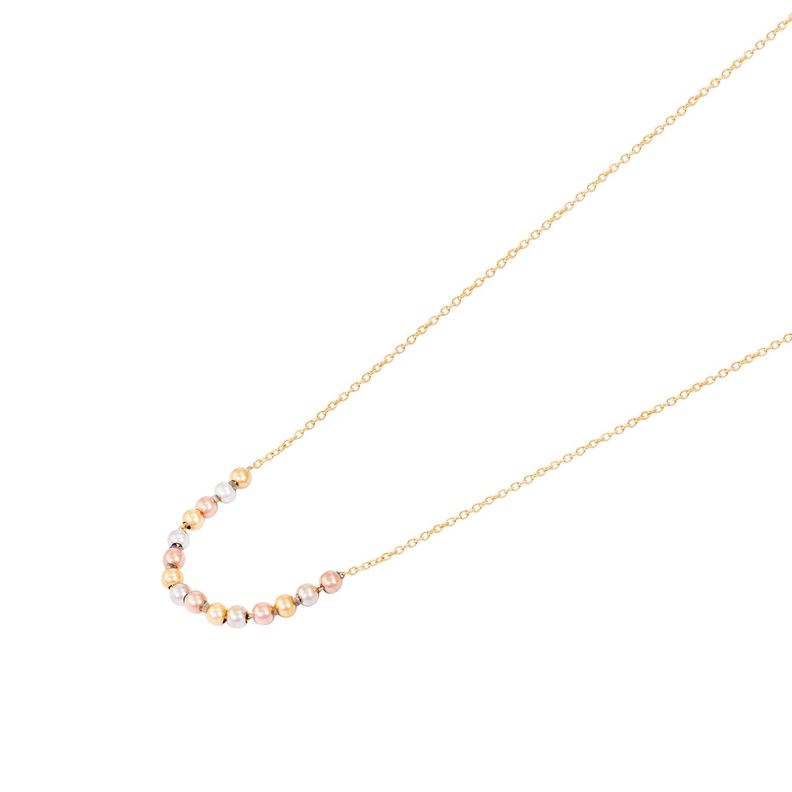 Collar de Oro Amarillo 18kt Tricolor con Esferas Centricas-0