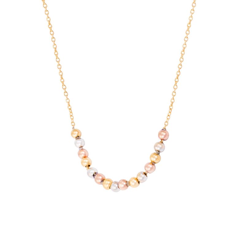 Collar de Oro Amarillo 18kt Tricolor con Esferas Centricas-1
