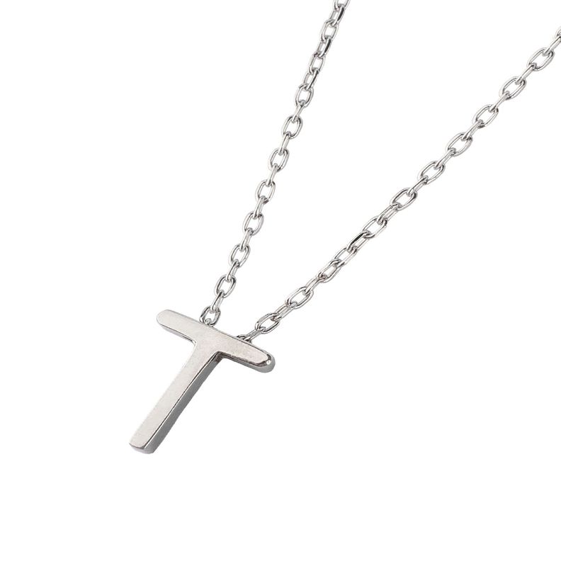 Collar de Plata Esterlina 925 Letra T Lisa-1