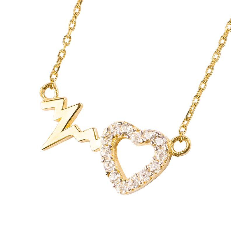 Collar de Oro Amarillo 18kt Modelo Corazón+Electro-0