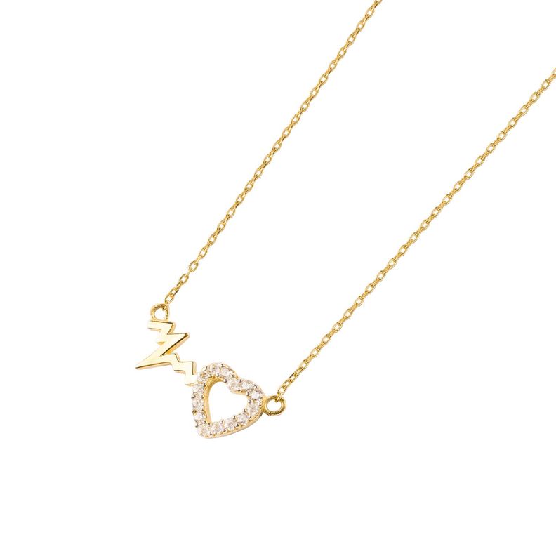 Collar de Oro Amarillo 18kt Modelo Corazón+Electro-1