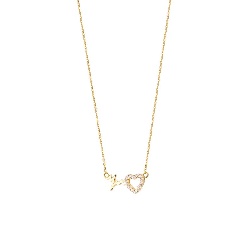 Collar de Oro Amarillo 18kt Modelo Corazón+Electro-2