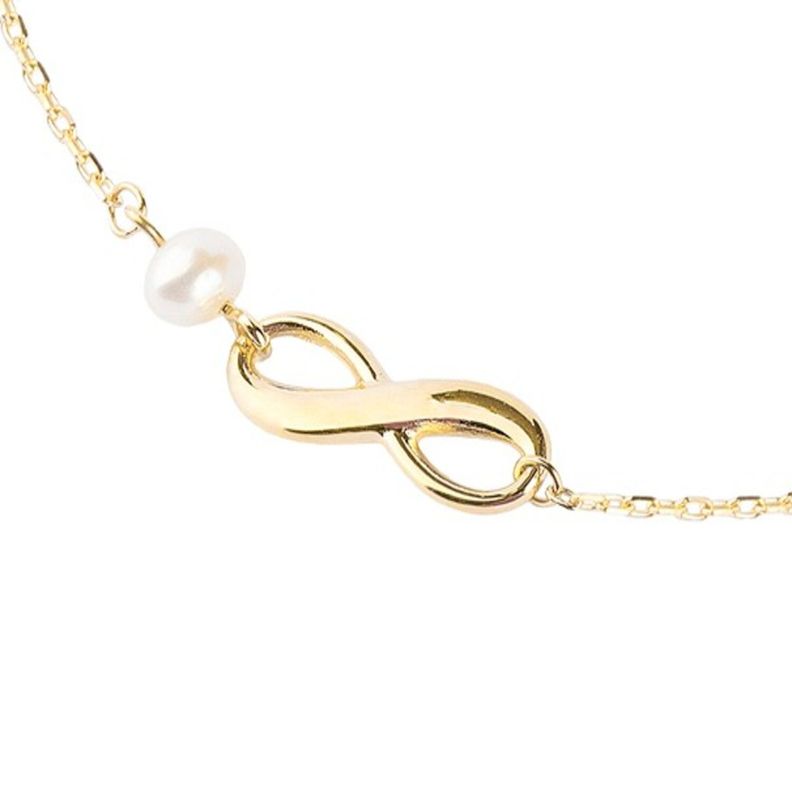 Pulsera Oro Amarillo 18kt Infinito Perla Cultivada-1