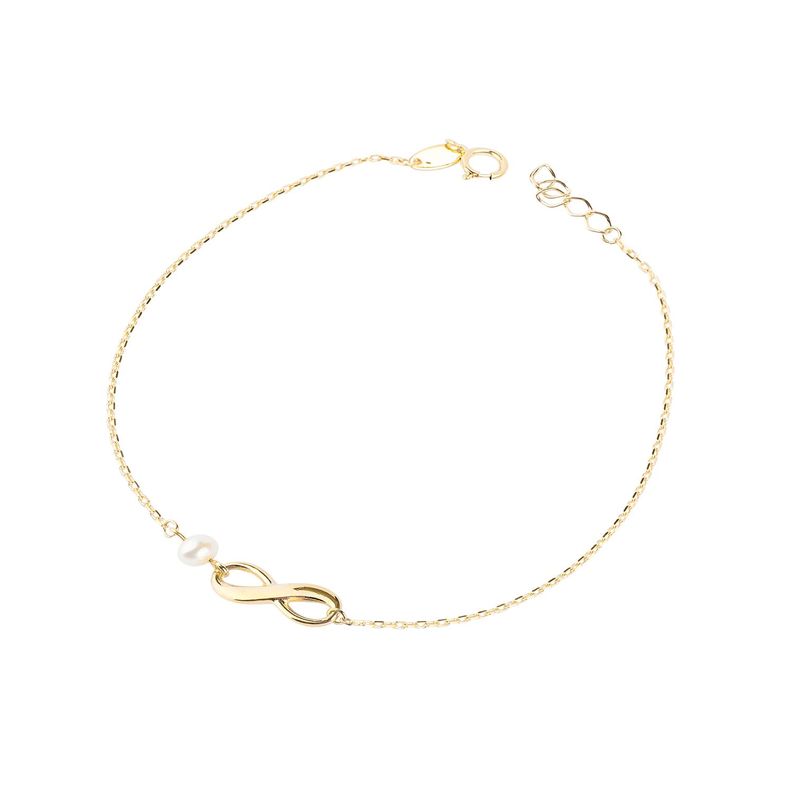 Pulsera Oro Amarillo 18kt Infinito Perla Cultivada-2