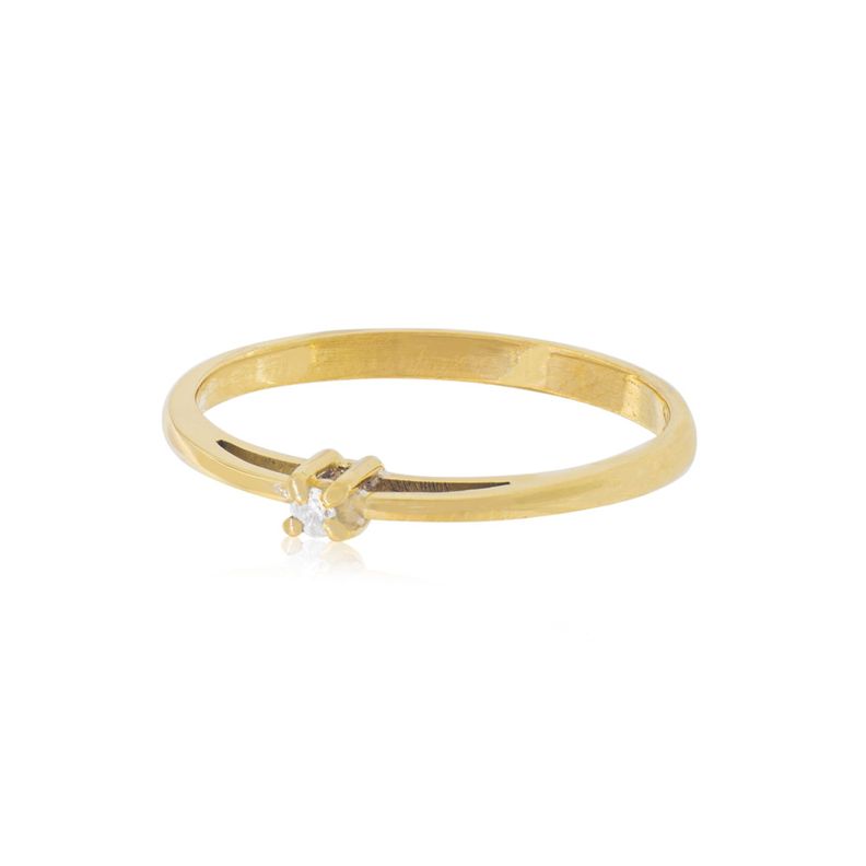 Anillo Compromiso Oro Amarillo 18kt Mónaco Solitario 6ptos-2