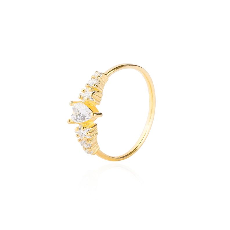 Anillo Plata Esterlina 925 Cintillo Corazón Revestido Oro 18kt-0