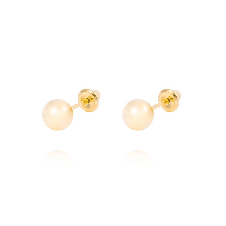Aros de Oro 18kt Pelotita 4,0mm Tornillo Tope-0