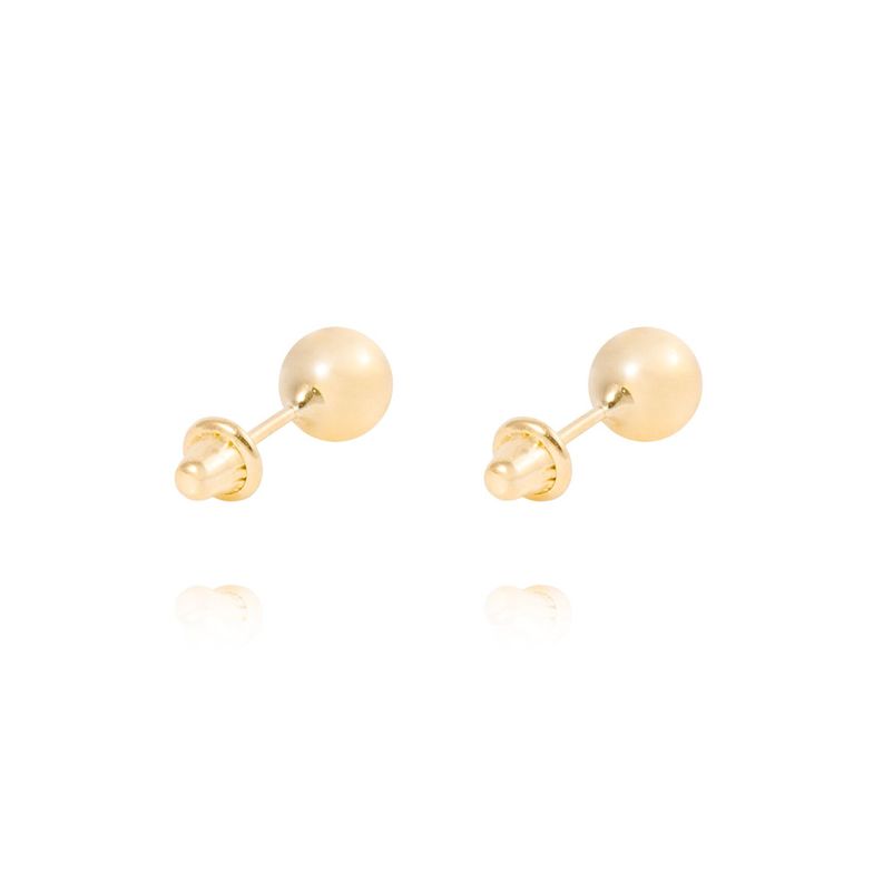 Aros de Oro 18kt Pelotita 4,0mm Tornillo Tope-2