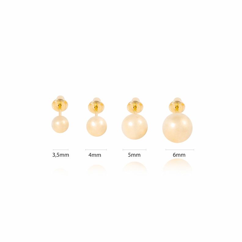 Aros de Oro 18kt Pelotita 4,0mm Tornillo Tope-3