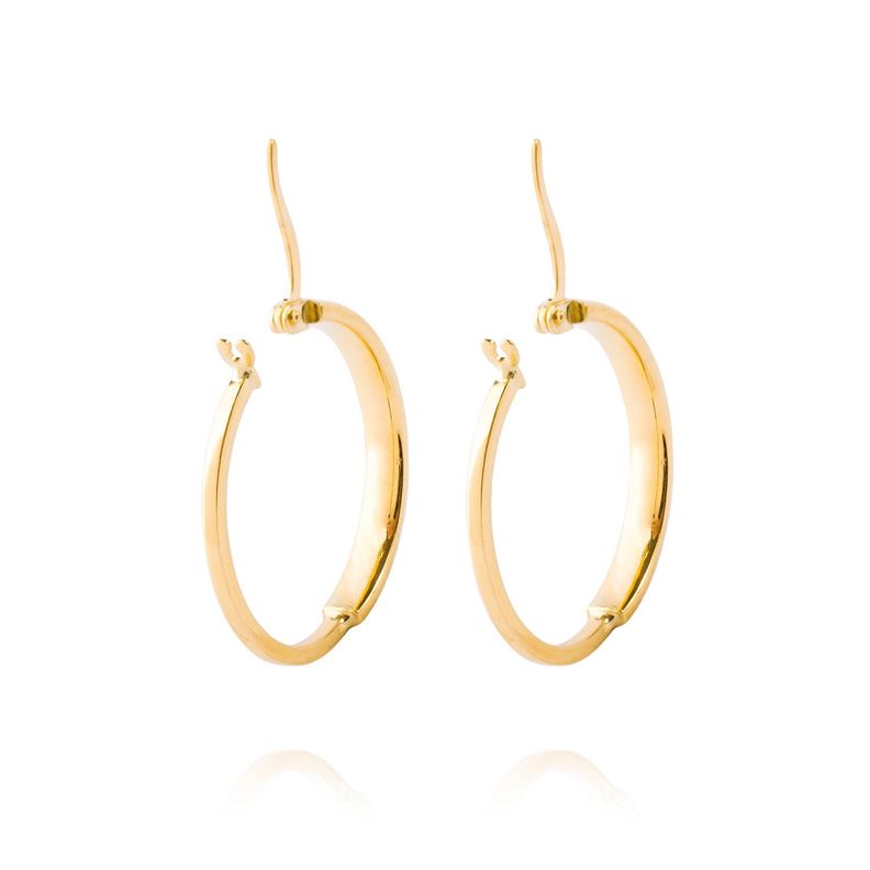 Aros de Oro 14kt Argolla Mitad Tubo 20mm-2