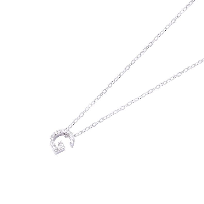Collar de Plata Esterlina 925 Dije Letra G Circón-1
