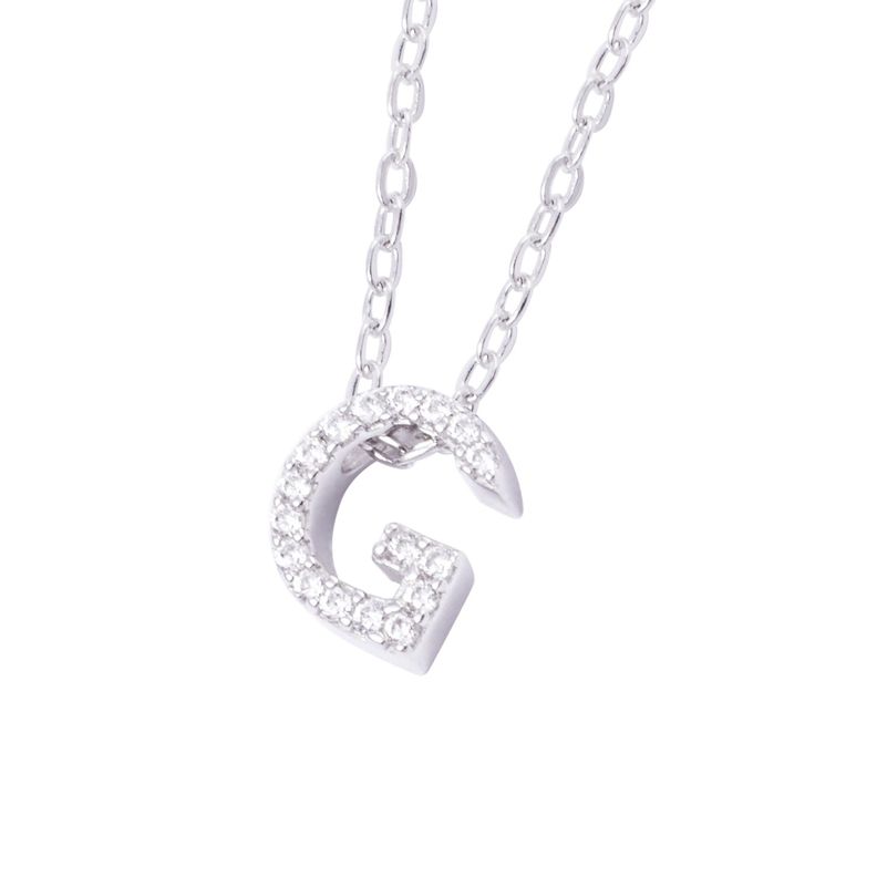 Collar de Plata Esterlina 925 Dije Letra G Circón-2