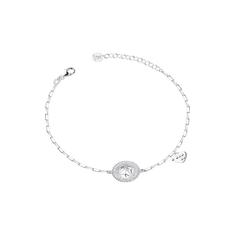 Pulsera de Plata Esterlina 925 Círculo Circonita Corazón-0