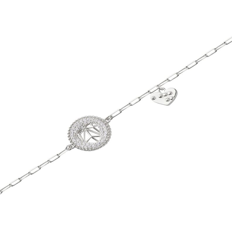 Pulsera de Plata Esterlina 925 Círculo Circonita Corazón-1