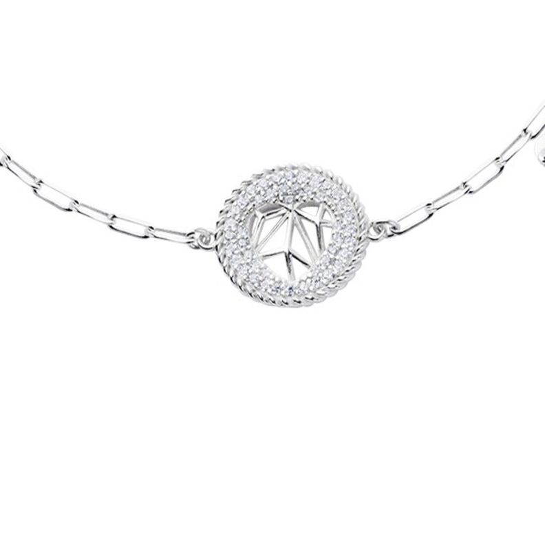 Pulsera de Plata Esterlina 925 Círculo Circonita Corazón-2