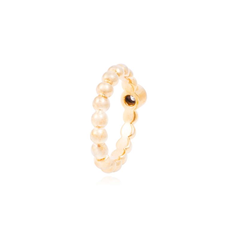 Anillo Plata Esterlina 925 Bolita Circonita Revestido Oro 18kt-2