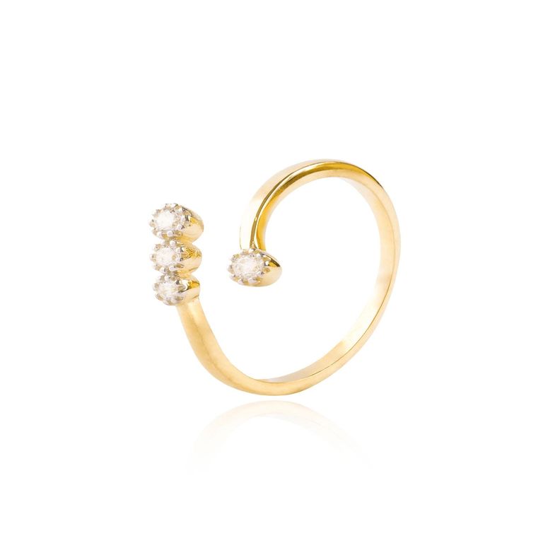 Anillo Oro a Amarillo 18kt Abierto Cuatro Circonitas-0