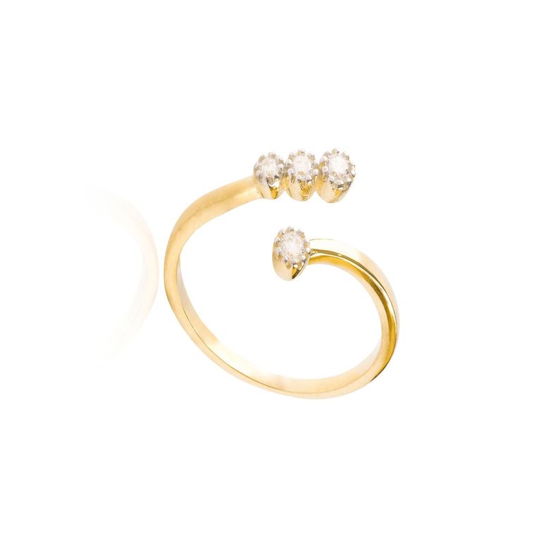 Anillo Oro a Amarillo 18kt Abierto Cuatro Circonitas-2