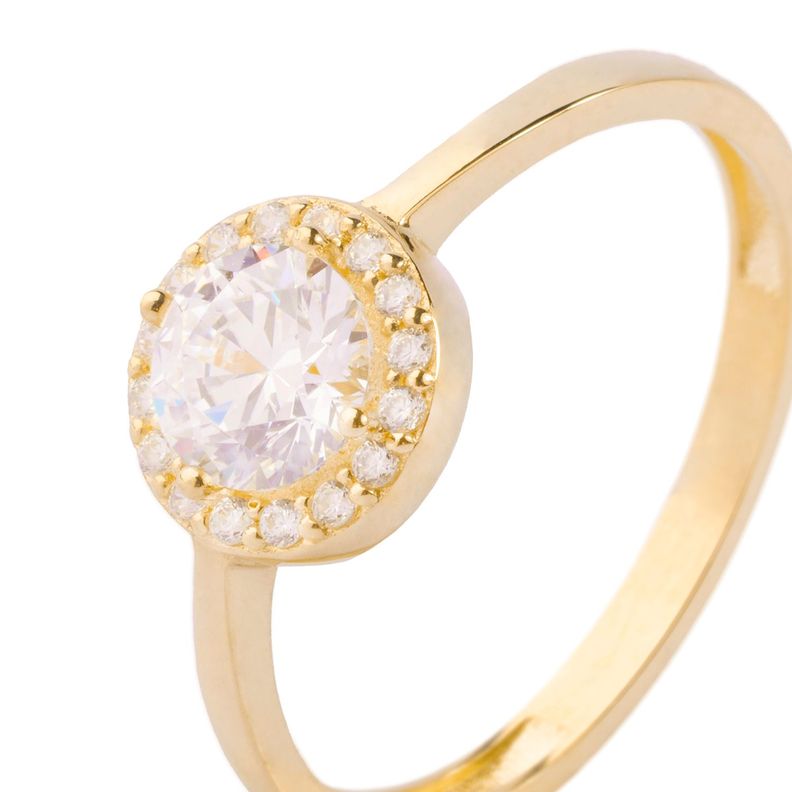 Anillo Compromiso Oro Amarillo 14kt Circonitas Destellantes 5mm-1