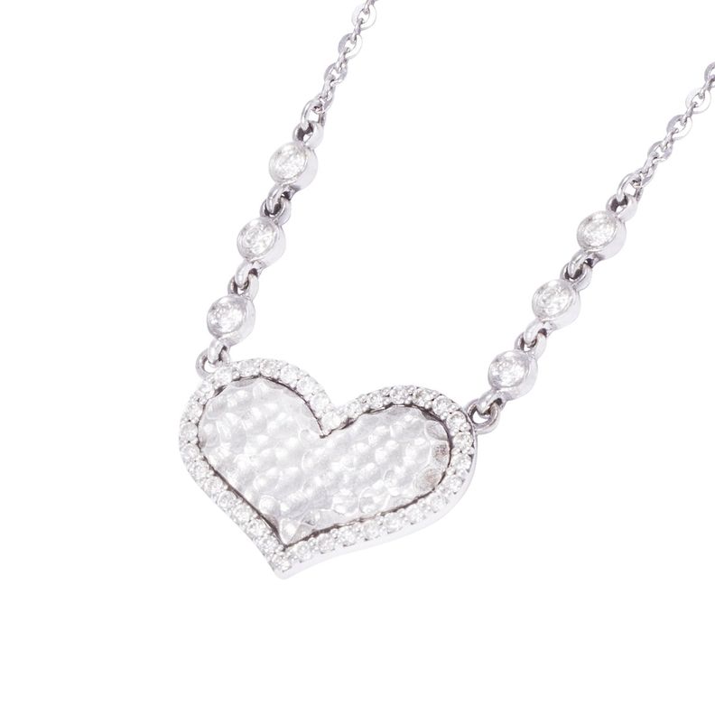 Collar Oro Blanco 18kt Corazón y Diamantes 27 Pts-1