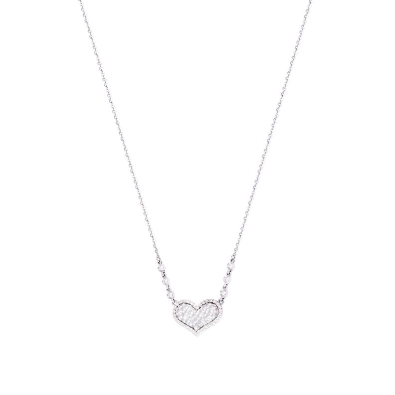 Collar Oro Blanco 18kt Corazón y Diamantes 27 Pts-2