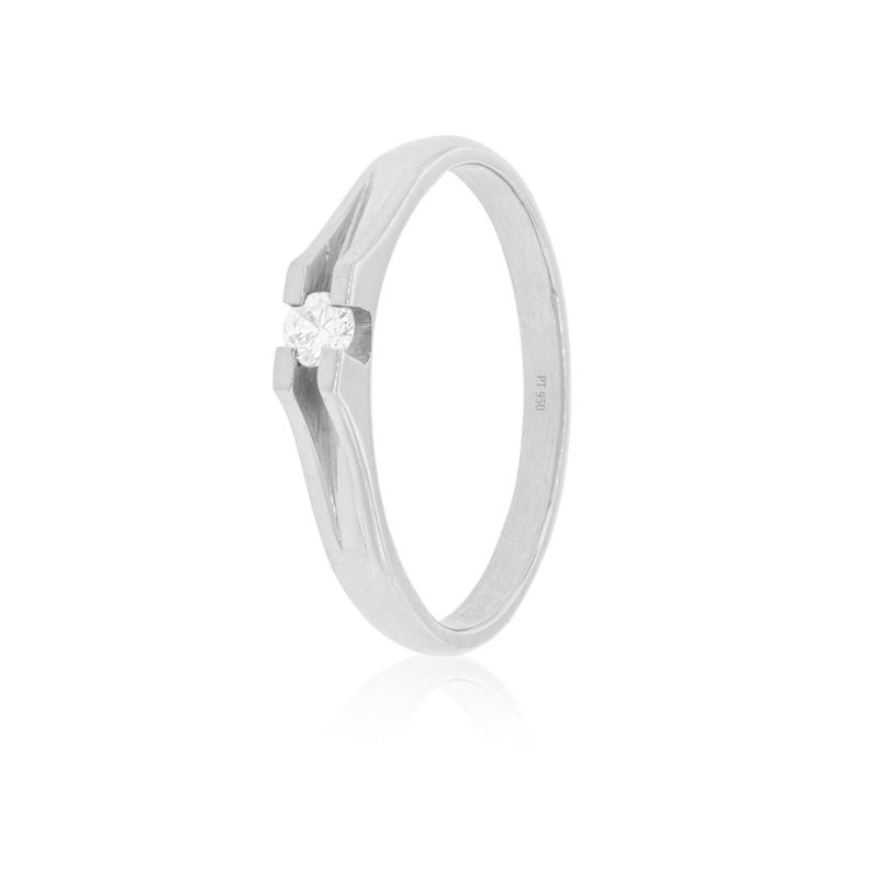 Anillo Compromiso Platino 950  Milán 1x12ptos Diamante-0