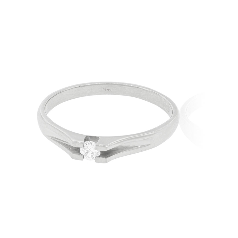 Anillo Compromiso Platino 950  Milán 1x12ptos Diamante-2