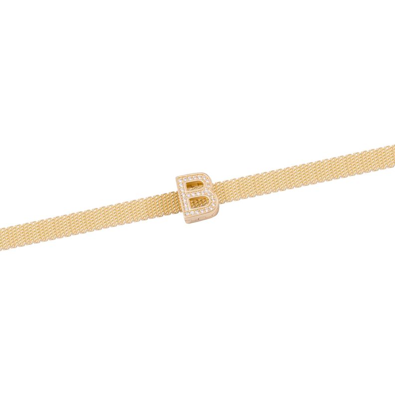 Dije de Plata broche Letra B con Circonita Revestido en Oro 18kt-2