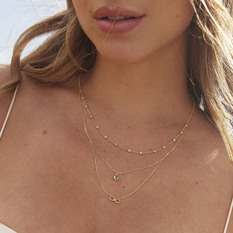Collar de Oro 18kt Infinito Ojo Turco-3