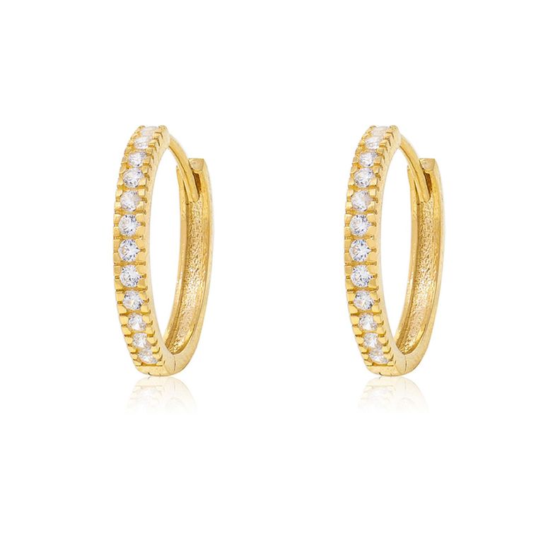 Aros de Oro 18kt Argollas Riel Corona Circones-0