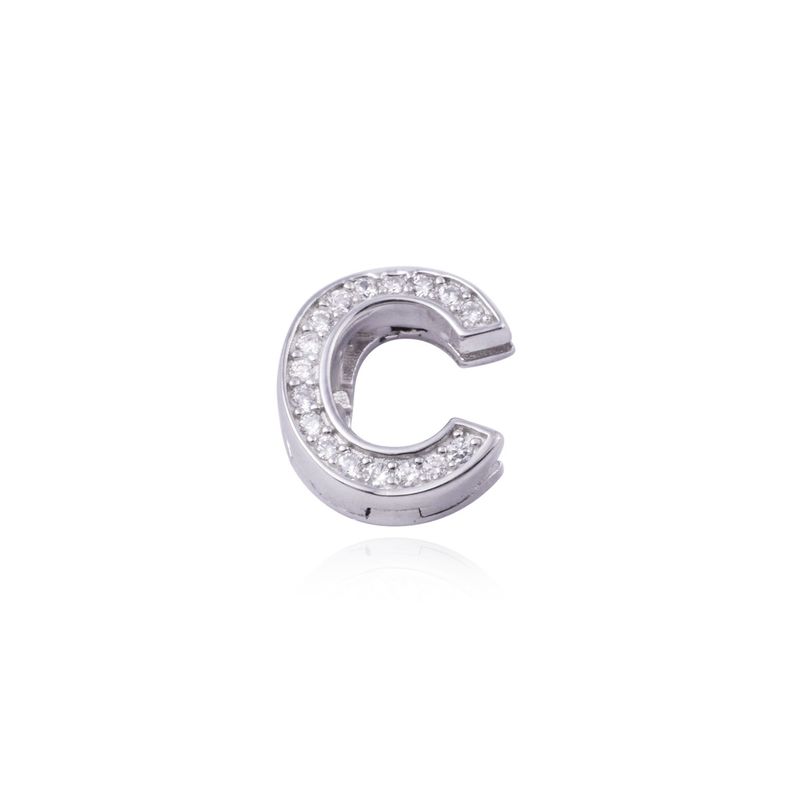 Dije de Plata broche Letra C con Circonita-0