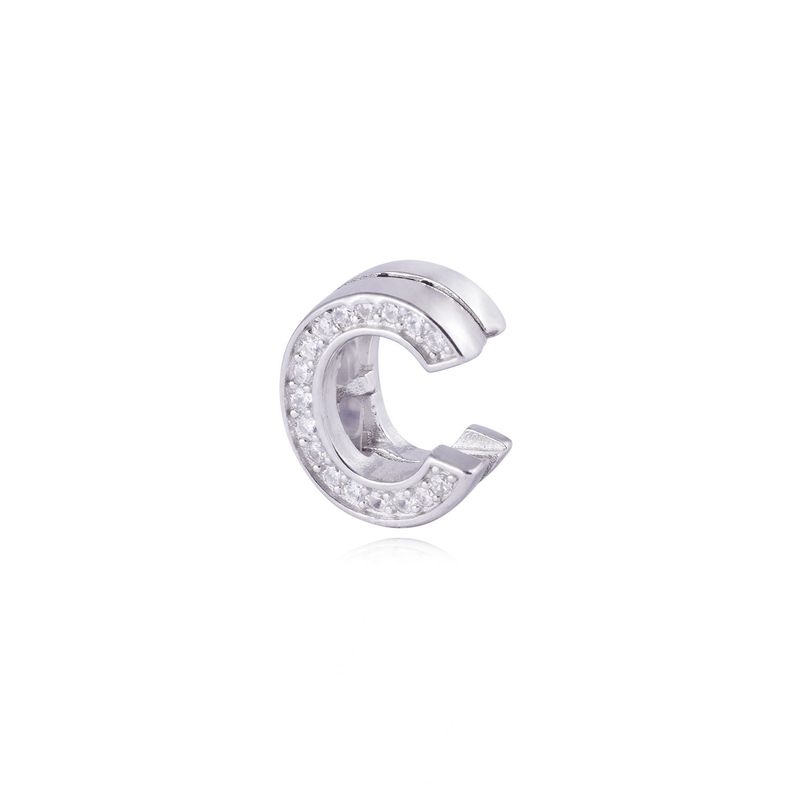 Dije de Plata broche Letra C con Circonita-1