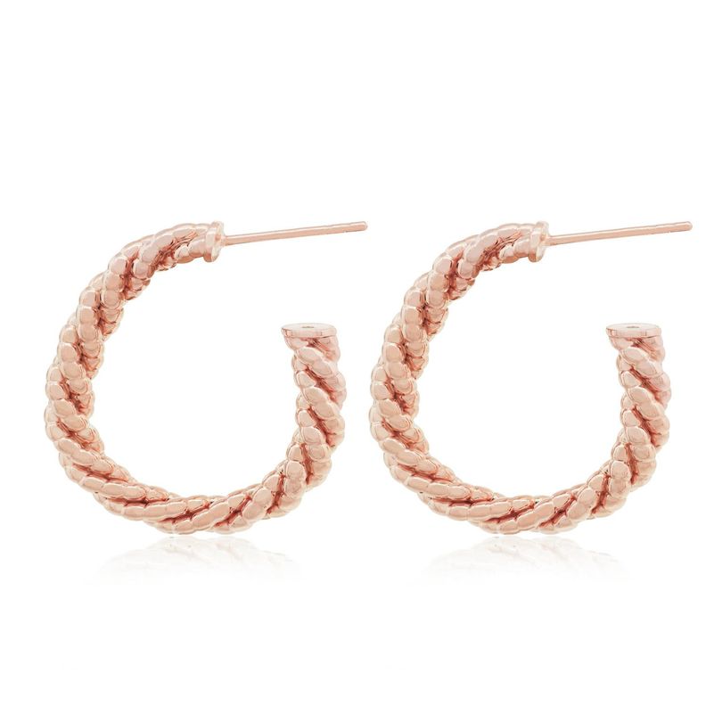 Aros de Plata Esterlina 925 Argollas Rose Revestido en Oro 18kt-0