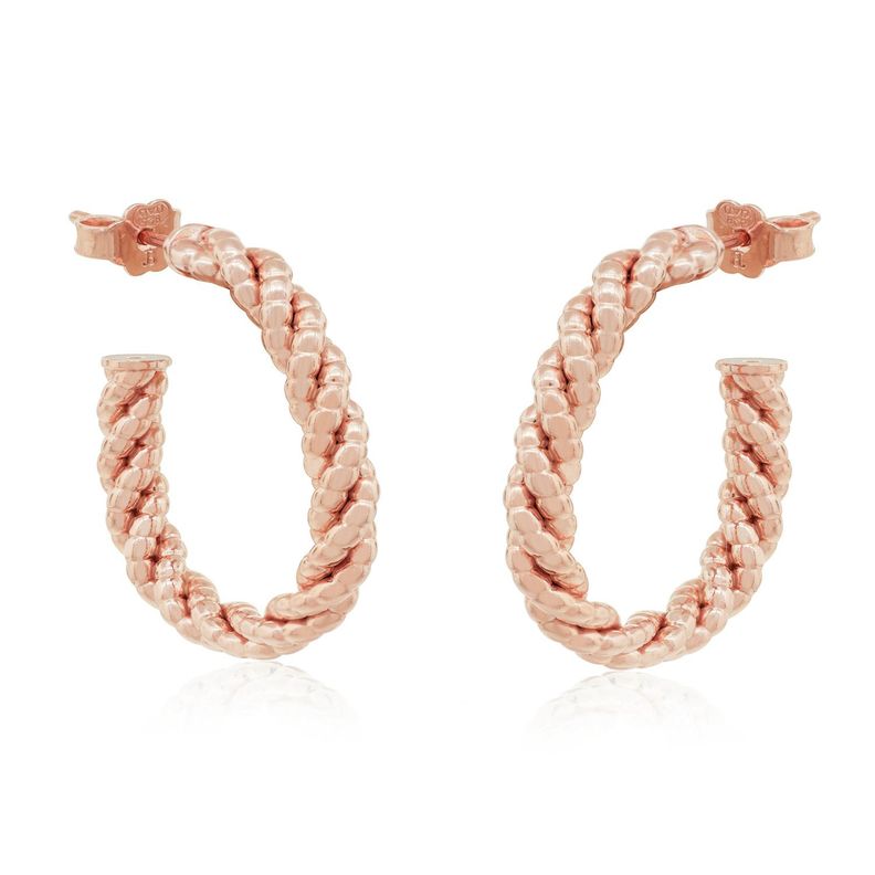 Aros de Plata Esterlina 925 Argollas Rose Revestido en Oro 18kt-1
