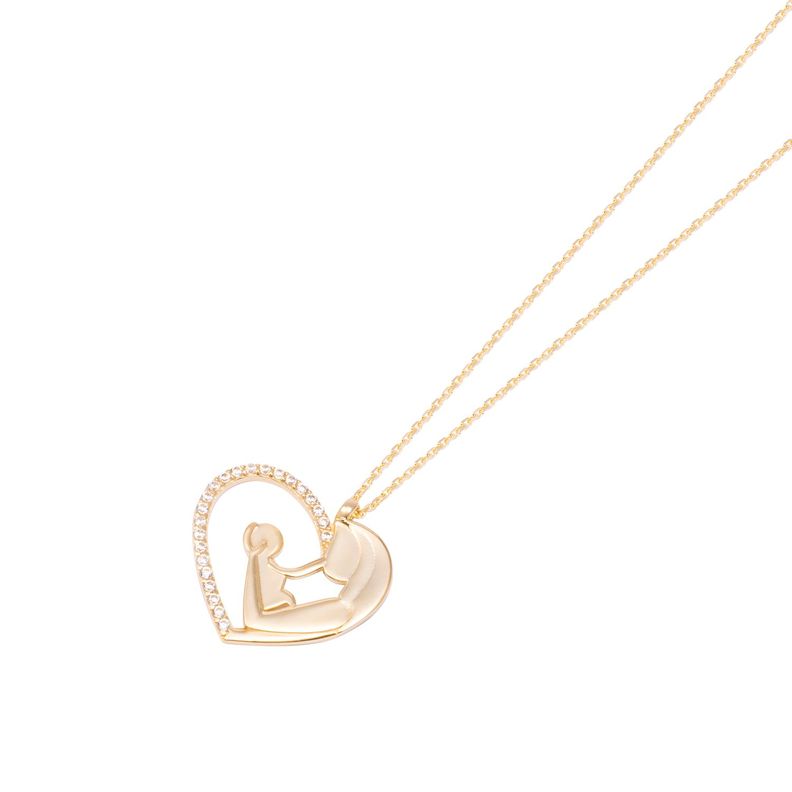 Collar de Oro de 18kt Circonita Mamá e hijo-1