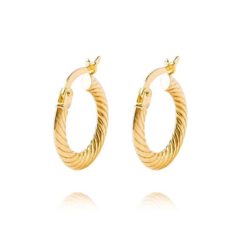 Aros de Oro 18kt Argollas Biseladas 3mm-0