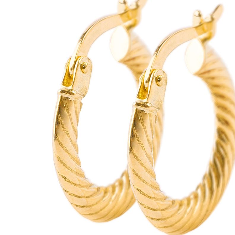 Aros de Oro 18kt Argollas Biseladas 3mm-1