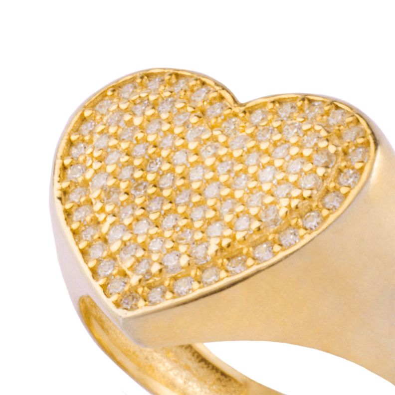 Anillo Plata Esterlina 925 Corazón Sello Revestido Oro 18kt-1