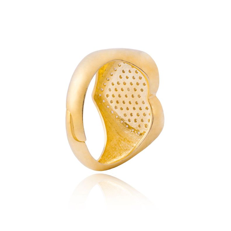 Anillo Plata Esterlina 925 Corazón Sello Revestido Oro 18kt-2