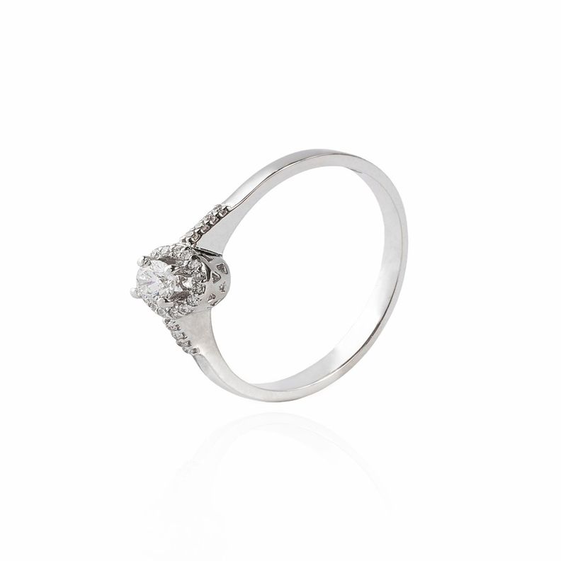 Anillo Compromiso Oro Blanco 18kt Diamantes 20 Pts-0