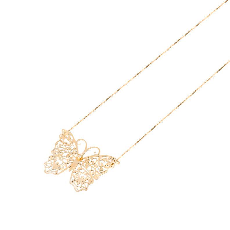 Collar de Oro Amarillo 18kt Mariposa Majestuosa con 1Pto Diamante-0