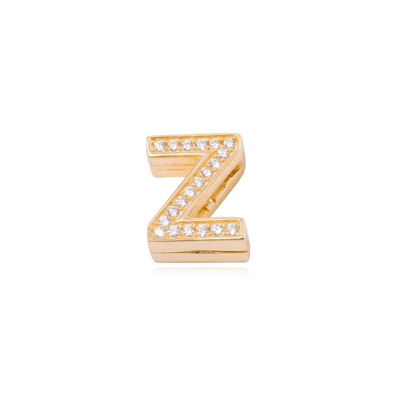 Dije de Plata broche Letra Z con Circonita Revestido en Oro 18kt-0