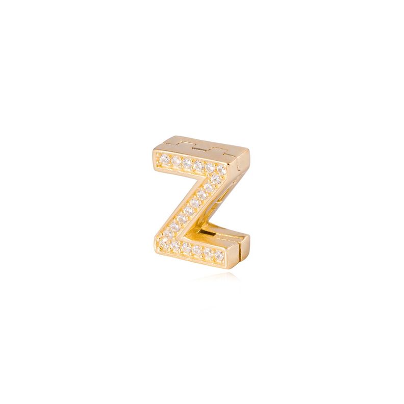 Dije de Plata broche Letra Z con Circonita Revestido en Oro 18kt-1