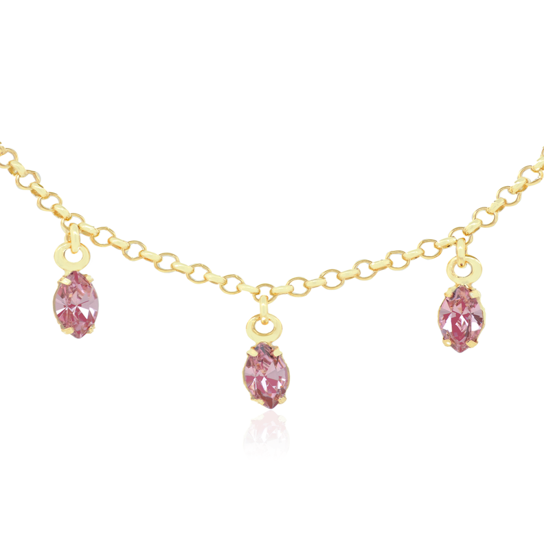 Collar de Plata Esterlina 925 Rosa de Francia Revestida en Oro 18kt-0