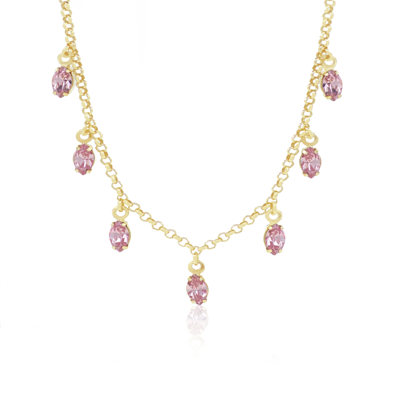 Collar de Plata Esterlina 925 Rosa de Francia Revestida en Oro 18kt-1
