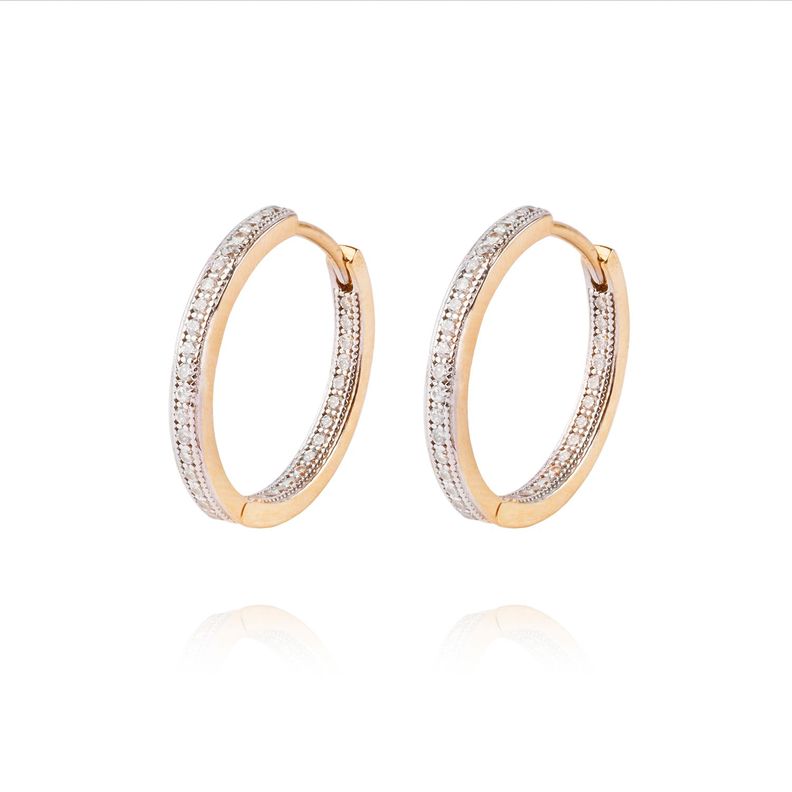 Aros de Oro 18kt Argollas con Circonita Riel-0