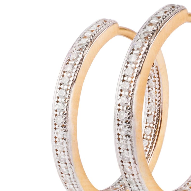 Aros de Oro 18kt Argollas con Circonita Riel-1