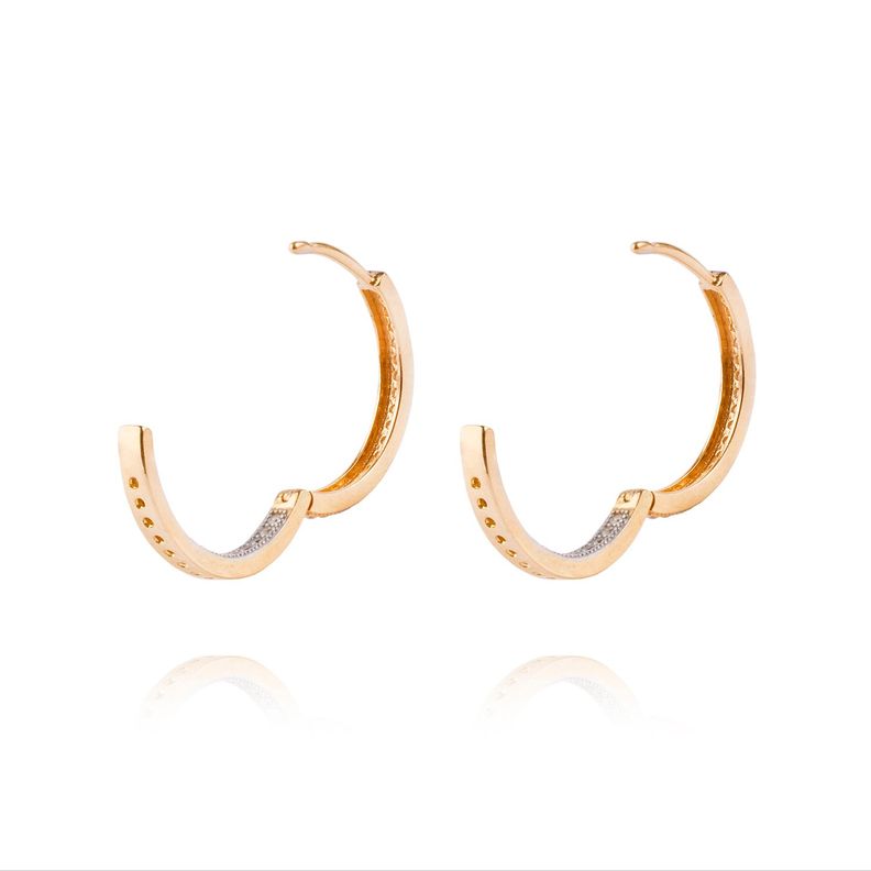 Aros de Oro 18kt Argollas con Circonita Riel-2