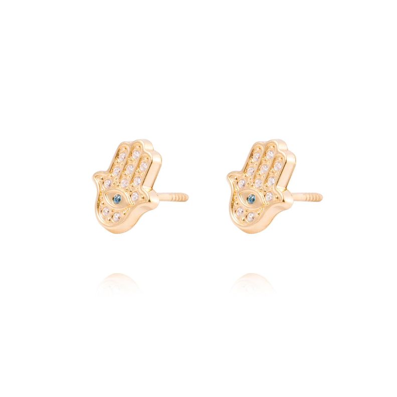 Aros de Oro de 18kt Mano de Fatima-1