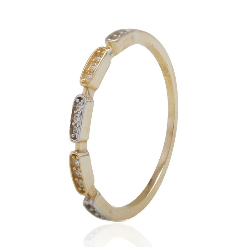 Anillo de Oro 18kt Circón Bicolor Espaciado-1